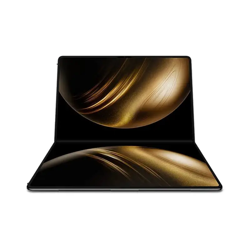 Notebook flexible con pantalla OLED grande en posición abierta y cerrada
